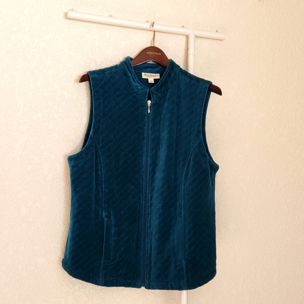 Vintage Norm Thompson Dark Teal Sleeveless Vest. Size Large.
